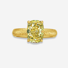 3.04ct Fancy Yellow Elongated Cushion Diamond Galaxy Ring