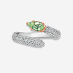 Green Diamond Pavé Spiral Pinky Ring