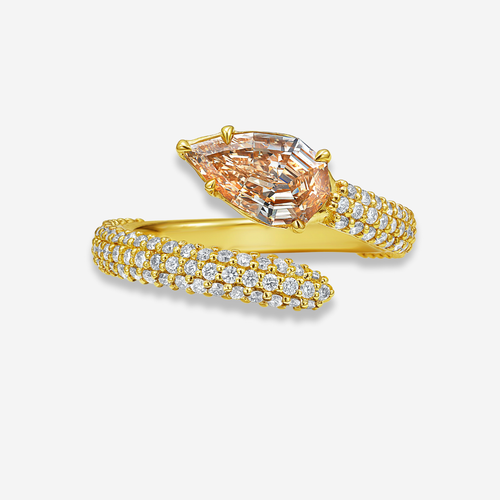Champagne Diamond Pavé Spiral Pinky Ring