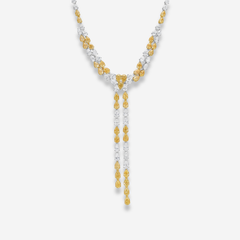 Yellow and White Diamond Double Lariat Necklace