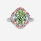 3 Carat Green Oval Diamond Ring