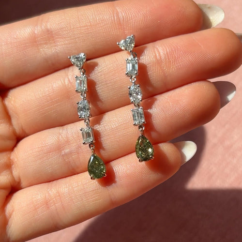 5.13ct Green Diamond Chameleon Earrings