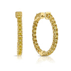 Natural yellow diamond hoop earrings, canary diamond hoops, intense yellow diamonds.