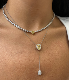 Yellow Pear Diamond Lariat Necklace