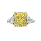 5.02ct Fancy Yellow Elongated Radiant Diamond Engagement Ring