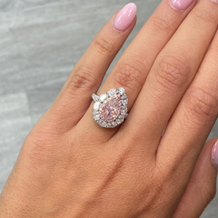 Natural pink diamond, pear shape diamond ring, pink diamond engagement ring