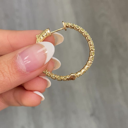 Natural yellow diamond hoop earrings, canary diamond hoops, intense yellow diamonds.