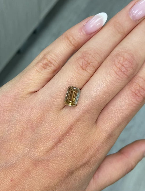 3.55ct Fancy Brown-Yellow Emerald Cut Diamond - Loose