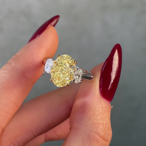 3ct Oval Yellow Diamond Engagement Ring