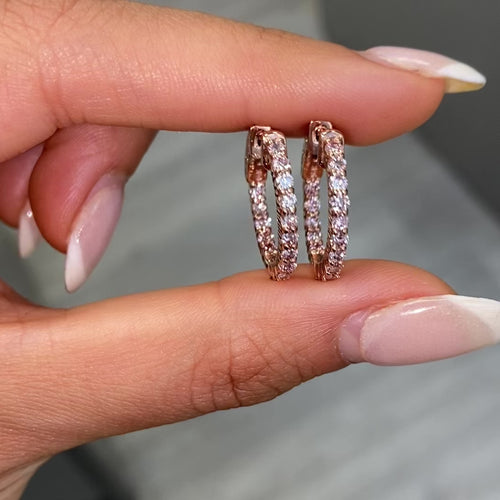 Pink Diamond Mini Hoop Earrings