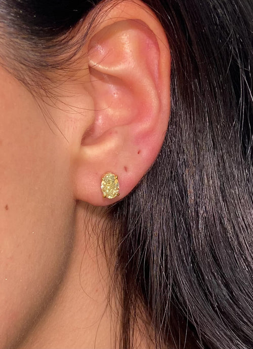 1ct Each Yellow Oval Diamond Studs