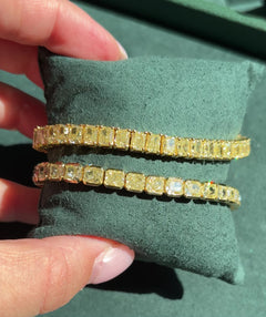22ct Elongated Radiant Cut Yellow Diamond Tennis bracelet