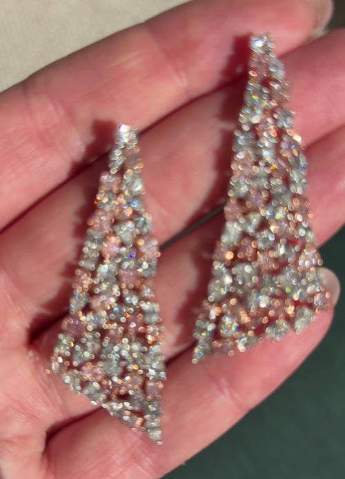 Mixed Pink and White Diamond Chandelier Earrings