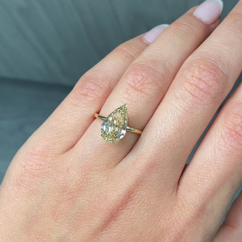4.02ct Fancy Brownish Yellow Pear Step Cut Diamond - Loose