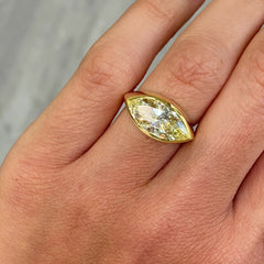 Fancy Yellow Marquise Cut East West Bezel Set Diamond Ring