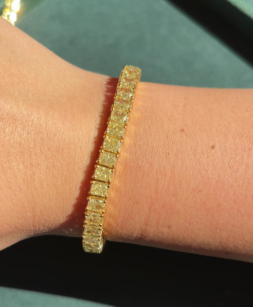 22ct Elongated Radiant Cut Yellow Diamond Tennis bracelet