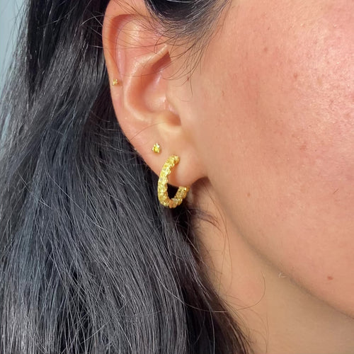 Yellow Diamond Mini Hoop Earrings