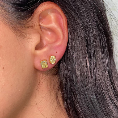 1.5ct Each Elongated Radiant Yellow Diamond Studs