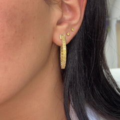 Natural yellow diamond hoop earrings, canary diamond hoops, intense yellow diamonds.