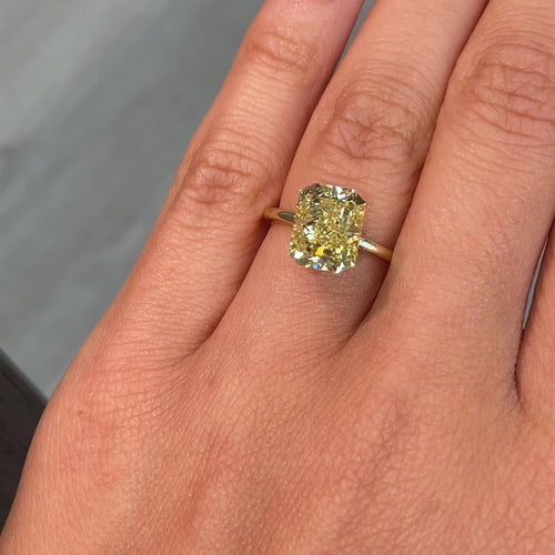 4.05ct Fancy Intense Yellow Elongated Radiant Cut Diamond - Loose