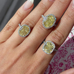 6ct Fancy Light Yellow Oval Halo Diamond Engagement Ring