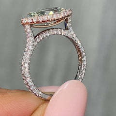 Green Marquise Cut Halo Diamond Ring