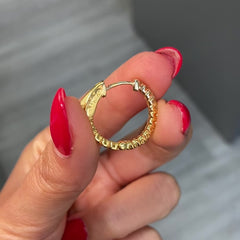 1 Carat Yellow Round Diamond Mini Hoop Earrings