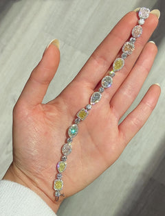 Rare Multi Color Fancy Shape Halo Bracelet