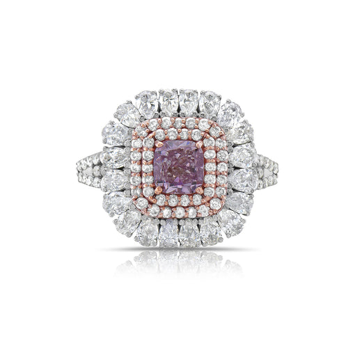 GIA Certified Fancy Pink Cushion Cut Diamond Ring.