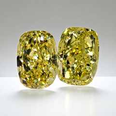 1.84ct and 1.80ct Fancy Intense Yellow Elongated Cushion Matched Pair - Loose Diamonds