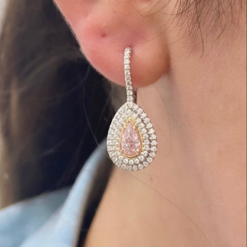 Light pink diamond jewelry. Pink diamond ring. Natural pink diamond jewelry. Gia certified pink diamond ring light pink diamond earrings . Pink diamond earrings