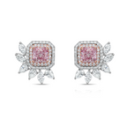Unique pink diamond earrings. pink diamond studs. natural pink diamonds. GIA pink diamonds.