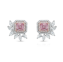 Unique pink diamond earrings. pink diamond studs. natural pink diamonds. GIA pink diamonds.