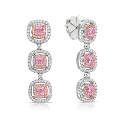Light pink diamond earrings. Light pink earrings. Natural light pink diamond earrings. Gia certified light pink diamond earrings. Natural pink diamonds
