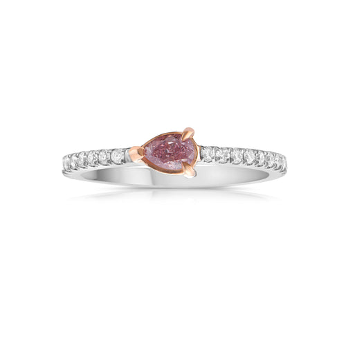 Elegant natural pink with elongated Oval shaped diamond ring, GIA certified.