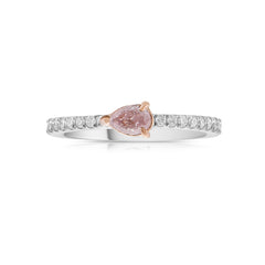 Elegant natural pink with elongated Oval shaped diamond ring, GIA certified.
