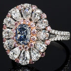 1.00 carat Fancy Blue Diamond Incredible Couture Ring, GIA Certified.