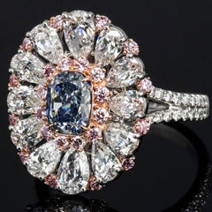 1.00 carat Fancy Blue Diamond Incredible Couture Ring, GIA Certified.