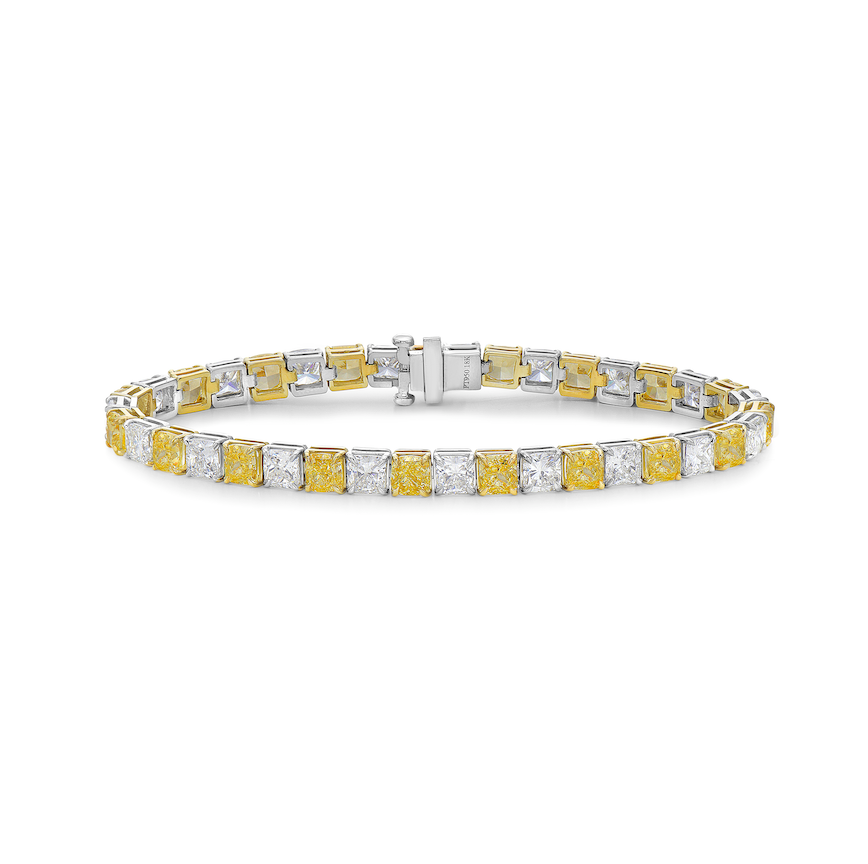 14.37ct Fancy Intense Yellow Alternating Diamond Bracelet