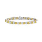 Yellow diamond bracelet. tennis bracelet. alternating diamond bracelet. yellow diamond cushions.