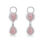Unique pink diamond earrings. pink pear shape diamonds. pink diamonds.