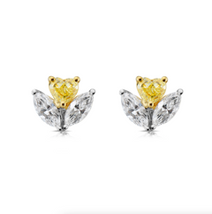 Fancy yellow diamond studs. everyday diamond studs.