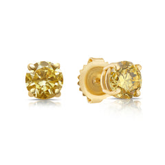Old money Radiant Yellow Round Diamond Studs, GIA certified.