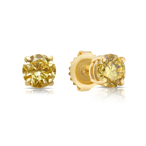 Old money Radiant Yellow Round Diamond Studs, GIA certified.