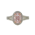 Ethereal natural pink diamond oval shaped ring, GIA certified.