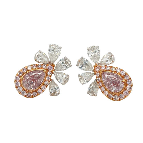 Unique Pink diamond earrings, GIA certified.
