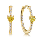 Affordable yellow diamonds. Yellow diamond hoops. Cute yellow diamond hoops. Yellow diamond earrings. Diamond hoops.