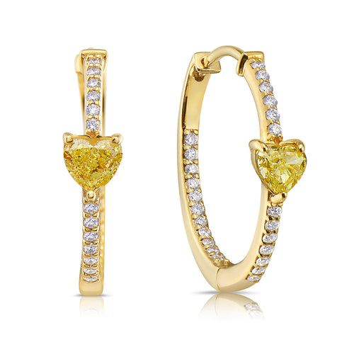 Affordable yellow diamonds. Yellow diamond hoops. Cute yellow diamond hoops. Yellow diamond earrings. Diamond hoops.