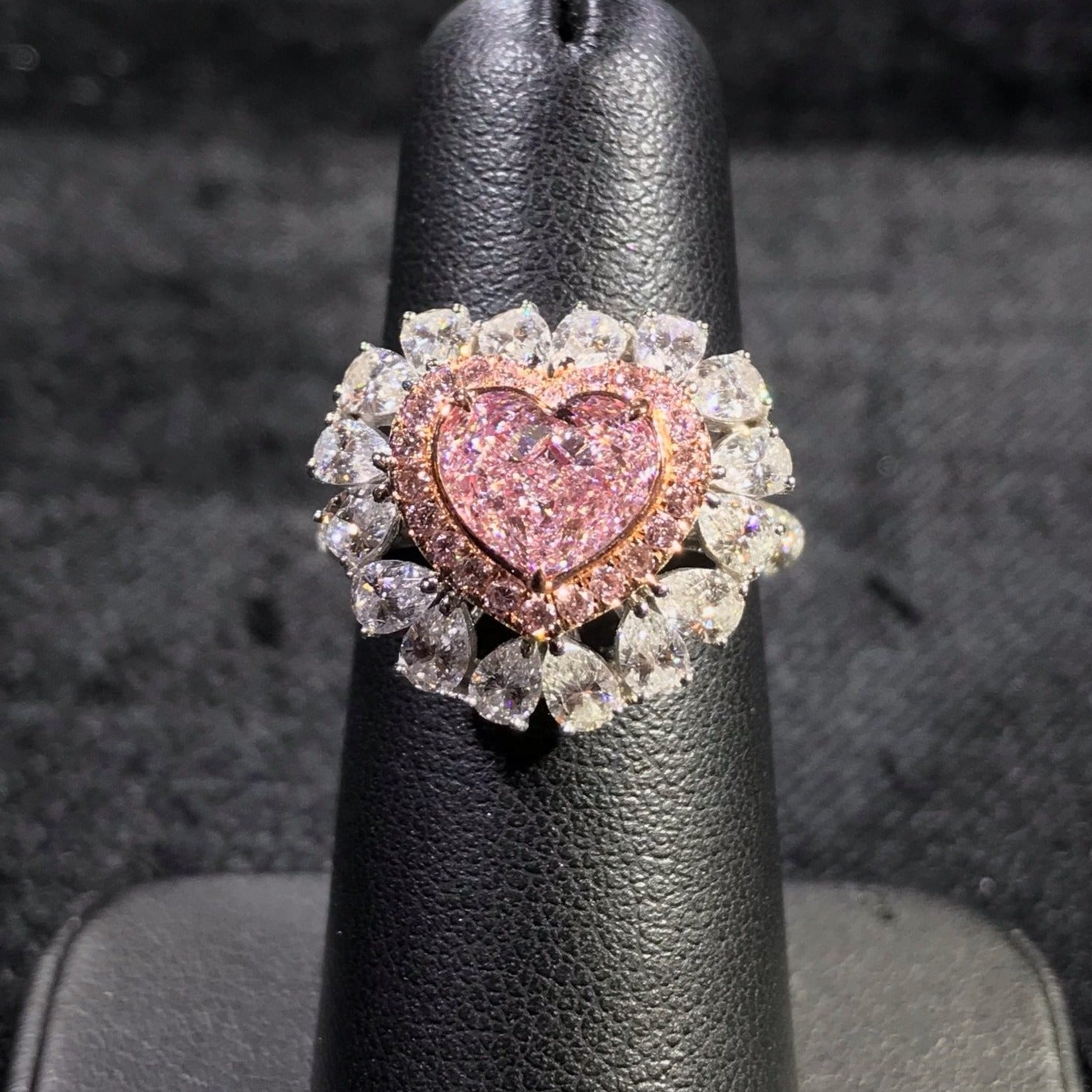 1ct Faint Pink Heart Diamond Ring Rare Colors