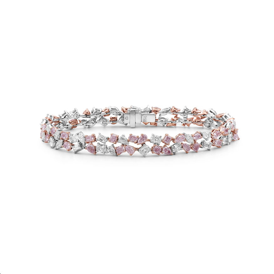 Roses Bracelet W Pink, Gray, White, Rhinestone Beads - Roses Jewelry Flowers 8